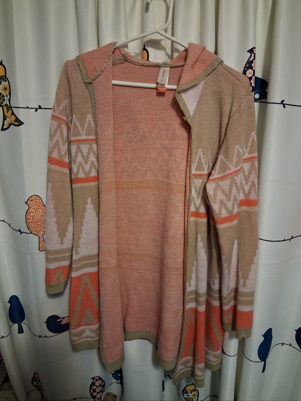 No Boundaries Coral & Tan Hooded Open-Front Cardigan Size XXL (19) Juniors